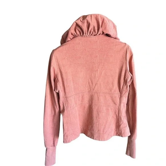 CMC Color Me Cotton Stylish Peach Jacket with Hood Crosshatch Design - Picture 7 of 13